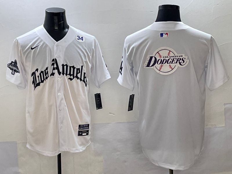 Men Los Angeles Dodgers Blank White Five generations Joint Name 2025 Nike MLB Jersey style 76